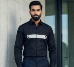 Premium Men’s Black Stone Work Party Wear Shirt – Poly Viscose Spandex Blend
