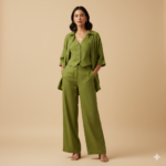 Ladies Cotton Green Co-ord Set Dress