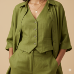 Ladies Cotton Green Co-ord Set Dress - Image 3