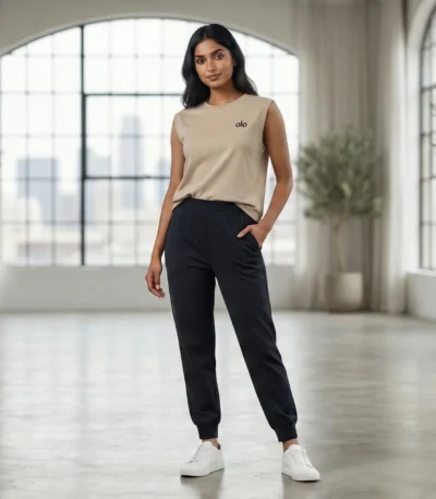 Alo Women’s Beige Muscle Tank – Premium Sleeveless Athleisure Top (5)