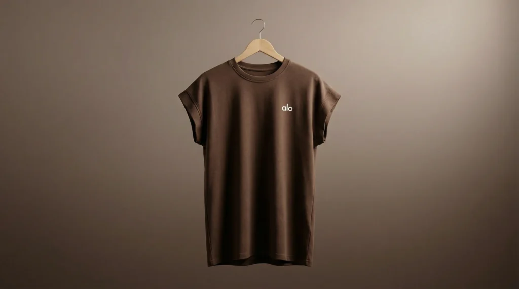 Alo Yoga Women Muscle Tee in Espresso Brown (4)