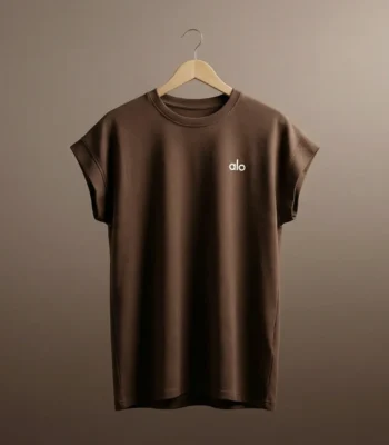 Alo Yoga Women Muscle Tee in Espresso Brown (4)