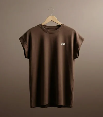 Alo Yoga Women Muscle Tee in Espresso Brown (4)