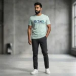 BOSS Hugo Boss Men’s Mint Green 3D Logo Crew Neck T Shirt (2)