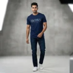 BOSS Hugo Boss Men's Navy Blue Iridescent Logo Premium T Shirt (3)