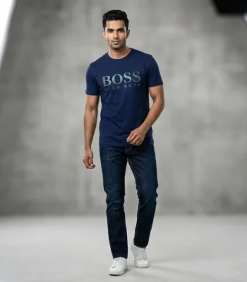 BOSS Hugo Boss Men's Navy Blue Iridescent Logo Premium T Shirt (3)