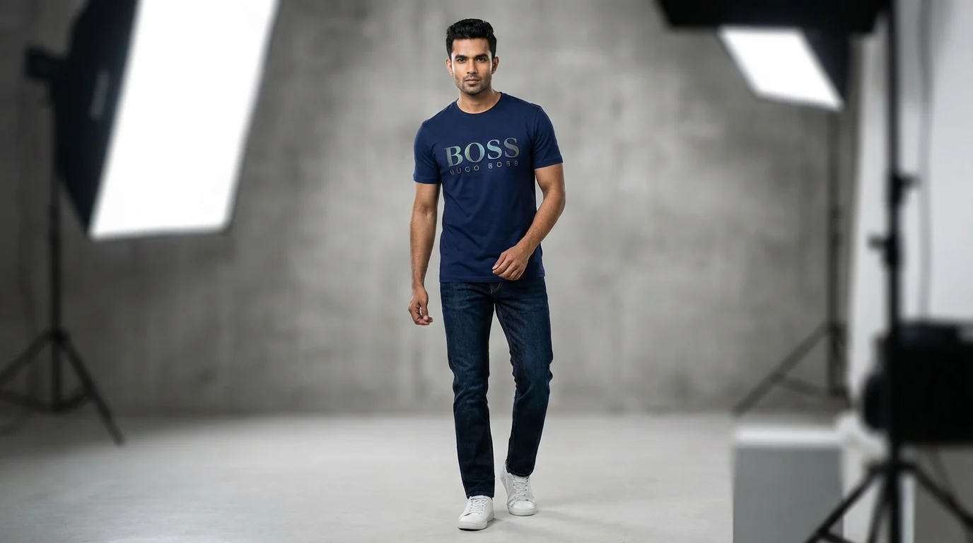 BOSS Hugo Boss Men's Navy Blue Iridescent Logo Premium T Shirt (3) BOSS Hugo Boss Men's Navy Blue Iridescent Logo Premium T Shirt (3)
