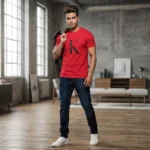 Calvin Klein Jeans Men’s Red 3D Logo Crew Neck T Shirt (2)