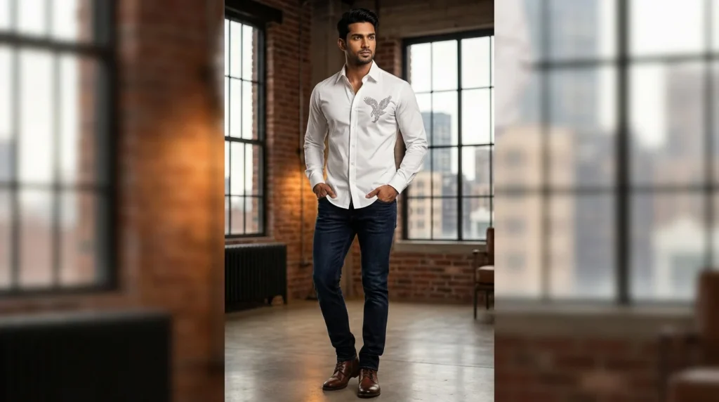 Dolce & Gabbana Men’s White Crystal Eagle Embellished Formal Shirt (3)