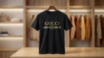 Gucci Men’s Black Embroidered Logo Heritage T Shirt (1)
