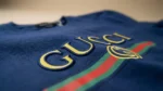 Gucci Men’s Navy Blue Embroidered Logo Heritage T Shirt (4)