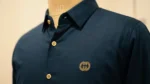 Gucci Men’s Navy Blue Slim Fit Gold Emblem Shirt (5)