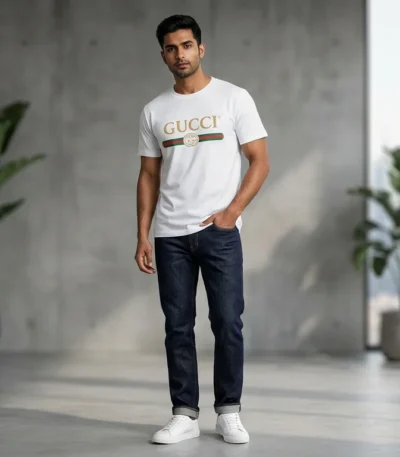 Gucci Men’s White Embroidered Vintage Logo T Shirt (2)