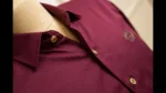 Gucci Men’s Wine Red Slim Fit Gold Emblem Shirt (5)