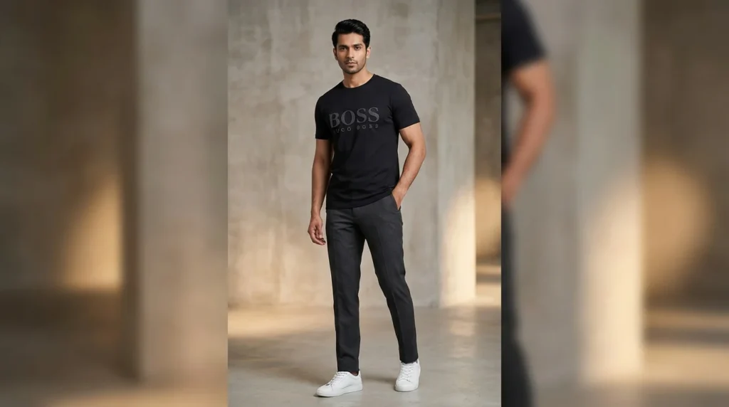 Hugo Boss Men’s Black Regular Fit 3D Logo T Shirt (3)