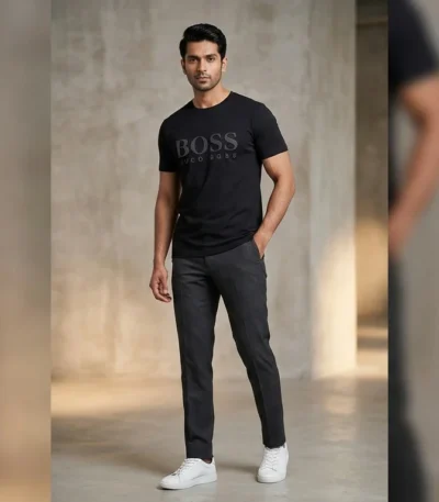 Hugo Boss Men’s Black Regular Fit 3D Logo T Shirt (3)
