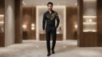 Men’s Black Gold Dragon Embroidered Full Sleeve Luxury Shirt (5)