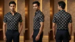Men’s Black Monogram Geometric Print Premium Slim Fit Casual Shirt (1)
