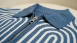 Men’s Blue Geometric Knit Quarter Zip Polo Shirt (4)