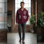 Men's Brown Aztec Print Short Sleeve Casual Resort Shirt (1)