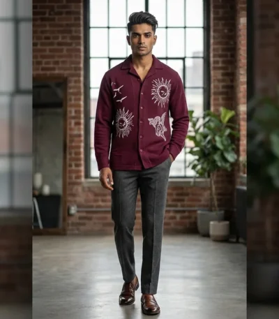 Men's Brown Aztec Print Short Sleeve Casual Resort Shirt (1)