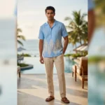 Men's Brown Aztec Print Short Sleeve Casual Resort Shirt (2)