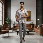 Men's Brown Aztec Print Short Sleeve Casual Resort Shirt (3)