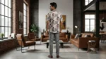 Men's Brown Aztec Print Short Sleeve Casual Resort Shirt (4)