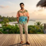 Men's Brown Aztec Print Short Sleeve Casual Shirt (2)