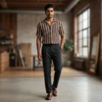 Men's Brown Aztec Print Short Sleeve Casual Shirt (2)