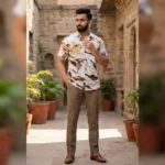 Men's Brown Aztec Print Short Sleeve Casual Shirt (4)