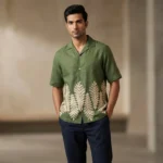 Men's Brown Aztec Print Short Sleeve Slim Fit Casual Shirt (2)