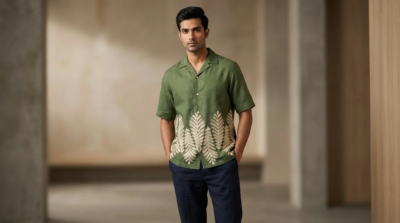 Men's Brown Aztec Print Short Sleeve Slim Fit Casual Shirt (2) Men's Brown Aztec Print Short Sleeve Slim Fit Casual Shirt (2)