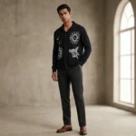 Men's Brown Aztec Print Slim Fit Casual Resort Shirt (2)