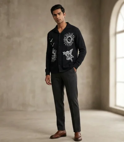 Men's Brown Aztec Print Slim Fit Casual Resort Shirt (2)