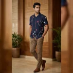 Men's Brown Aztec Print Slim Fit Casual Shirt (4)