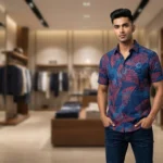 Men's Brown Aztec Print Slim Fit Casual Short Sleeve Resort Shirt (4)