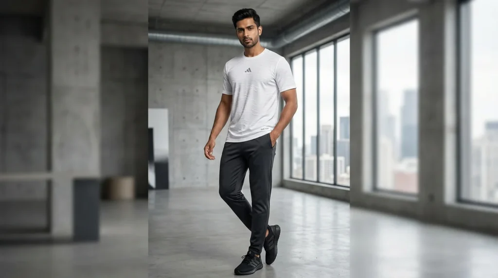 Men's Essential Navy Blue Solid Crew Neck T Shirt (3)