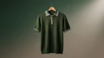 Men’s Forest Green Quarter Zip Knit Polo Shirt (1)