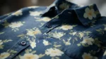Men’s Indigo Floral Print Denim Casual Shirt (3)