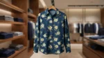 Men’s Indigo Floral Print Denim Casual Shirt (5)