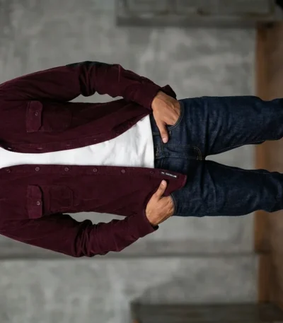 Men’s Maroon Corduroy Full Sleeve Casual Shirt (1)