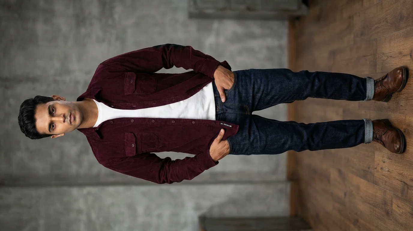 Men’s Maroon Corduroy Full Sleeve Casual Shirt (1) Men’s Maroon Corduroy Full Sleeve Casual Shirt (1)