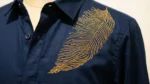 Men’s Navy Blue Feather Embellished Premium Formal Shirt (5)