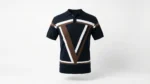 Men’s Navy Geometric Knit Polo Shirt – Premium Slim Fit (1)