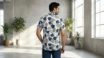 Men’s Navy & Yellow Floral Print Premium Casual Shirt (1)