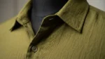 Men's Olive Green Textured Short Sleeve Resort Shirt (5)