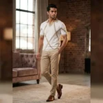 Men's Peach Tropical Horizon Short Sleeve Resort Shirt (4)