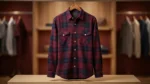 Men’s Premium Blue & Crimson Plaid Brushed Cotton Flannel Shirt (4)