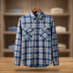 Men’s Premium Blue & Pink Brushed Cotton Plaid Flannel Shirt (11)